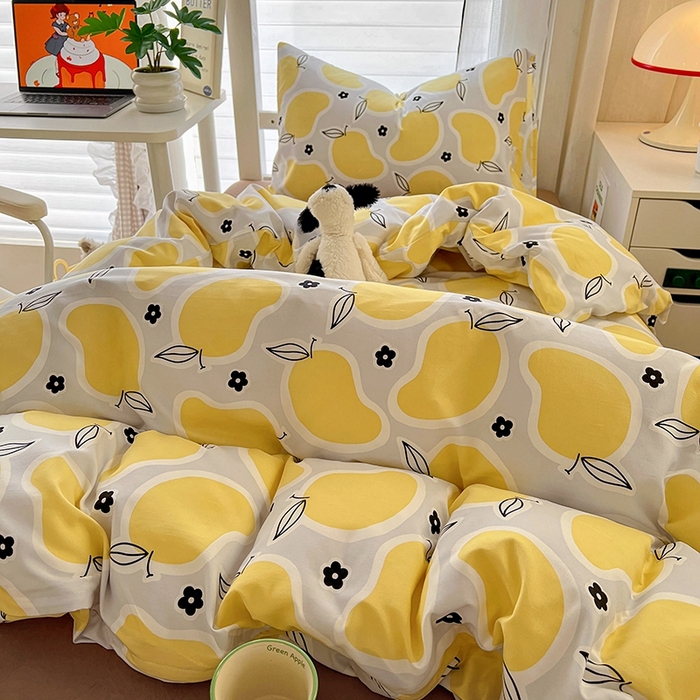 91家纺网 家纺一手货源 找家纺 阿曼达 2025新款印花水洗m学生床单人四件套 芒果