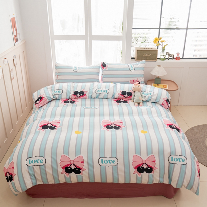 91家纺网 家纺一手货源 找家纺 乐居坊 2025新款亲肤舒适A类水洗云朵棉四件套-场景一 佛系少女