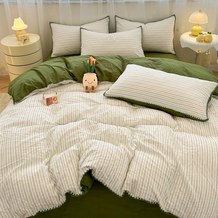 91家纺网 家纺一手货源 找家纺 （总）简宜家居（朝初家纺） 2025新款色织小提花三角针款四件套