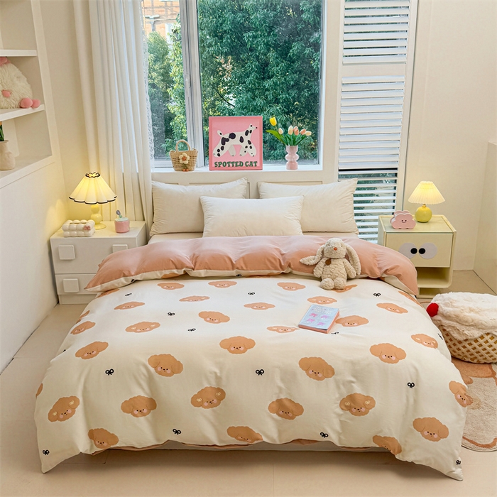 91家纺网 家纺一手货源 找家纺 雯豆2025春夏新款全棉纯棉被套三件套学生成人被罩 全棉被套-汪星领袖