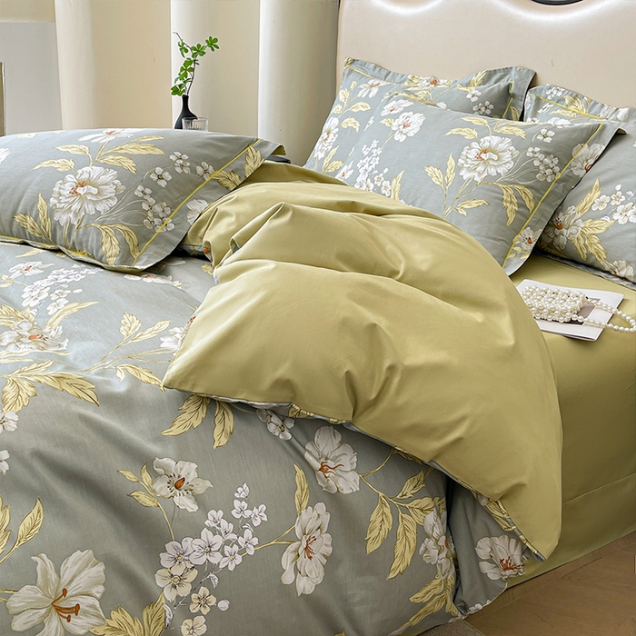 91家纺网 家纺一手货源 找家纺 帛美 2025新款13376全棉纯棉印花四件套-提供买家秀 黛叶