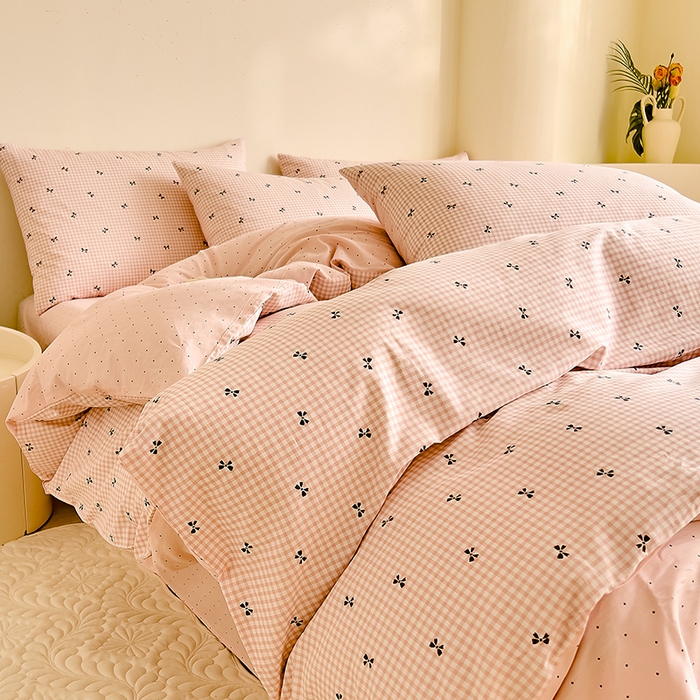 91家纺网 家纺一手货源 找家纺 DoDo 兜兜 【 可定制尺寸】2025新款全棉40支13372印花四件套 粉蝶