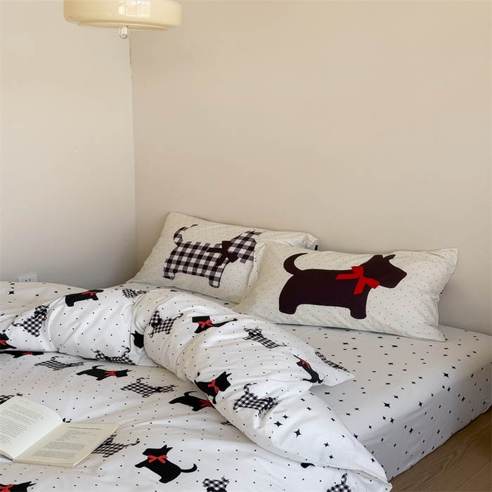 91家纺网 家纺一手货源 找家纺 窝米 2025新款全棉13370四件套 ins萌趣卡通风系列（花香熊猫、格汪梦） 格汪梦