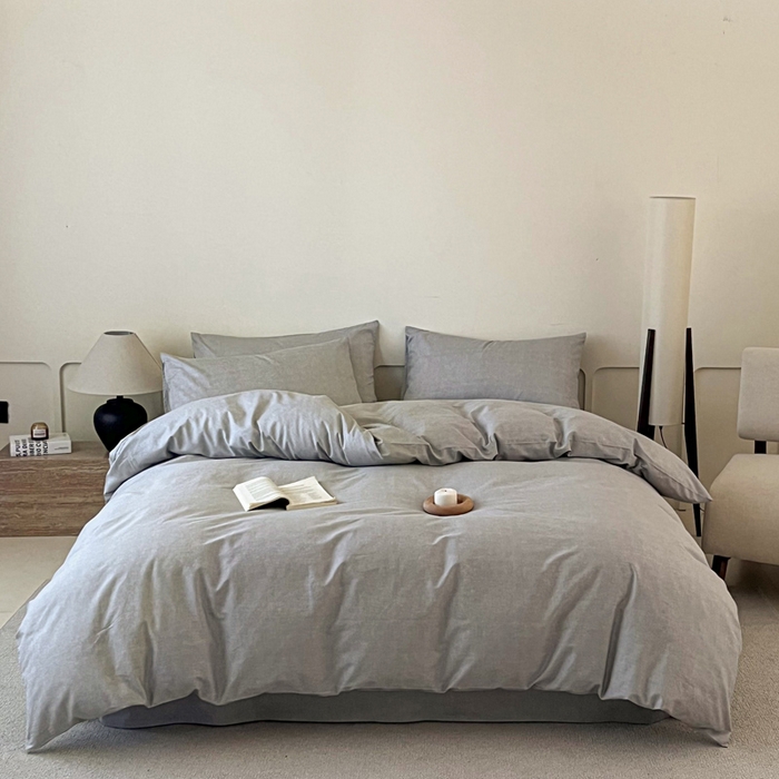 91家纺网 家纺一手货源 找家纺 涵宸家纺 2025新款全棉印花良品系列四件套 云纹-浅灰