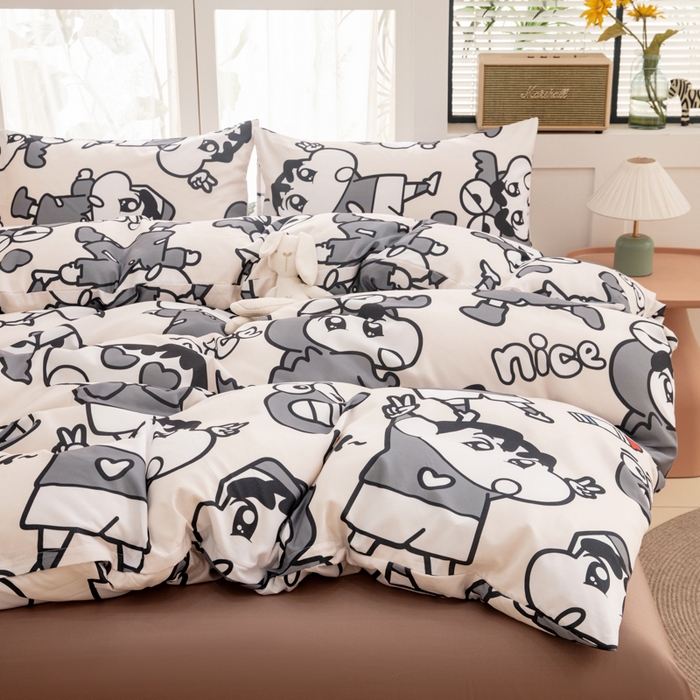 91家纺网 家纺一手货源 找家纺 乐居坊 2025新款亲肤舒适A类水洗云朵棉四件套-场景一 奇趣小新