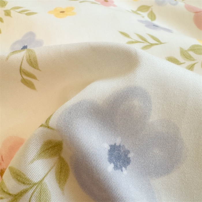 91家纺网 家纺一手货源 找家纺 雯豆2025春夏新款全棉床单三件套纯棉床罩小清新印花床单 全棉床单-芳华