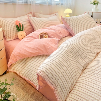 91家纺网 家纺一手货源 找家纺 （总）简宜家居（朝初家纺） 2025新款色织小提花三角针款四件套