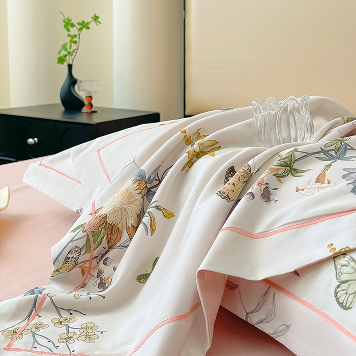 91家纺网 家纺一手货源 找家纺 帛美 2025新款13376全棉纯棉印花四件套-提供买家秀 蝶恋花