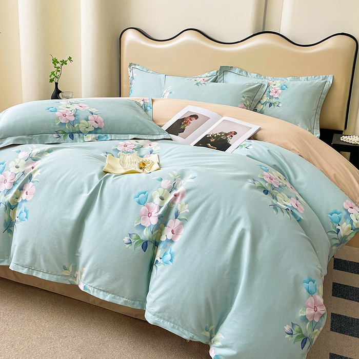 91家纺网 家纺一手货源 找家纺 帛美 2025新款13376全棉纯棉印花四件套-提供买家秀 溪畔寻花