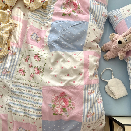 91家纺网 家纺一手货源 找家纺 （总）原素 2025软绵绵的双拼印花水洗棉四件套