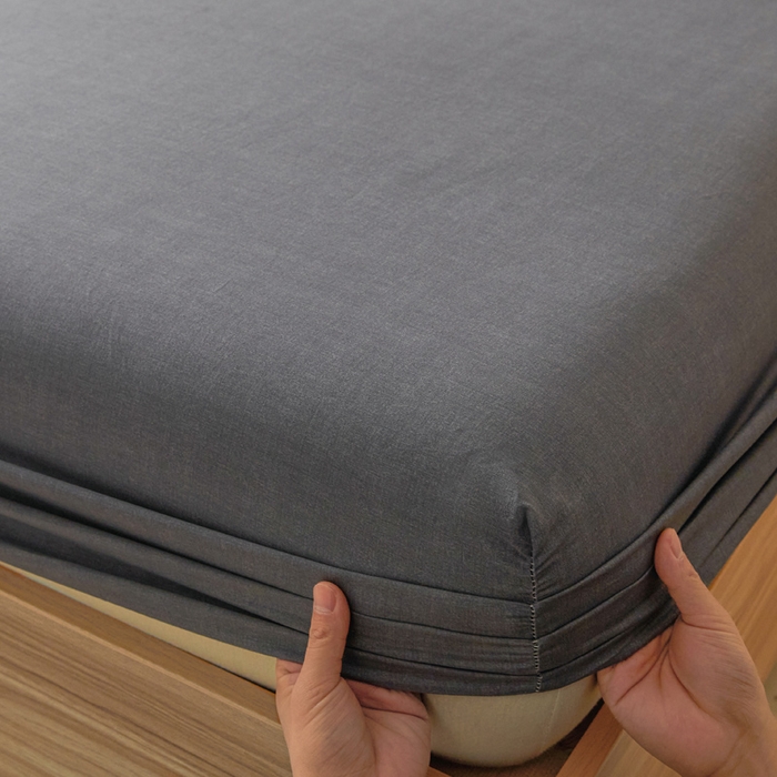 91家纺网 家纺一手货源 找家纺 涵宸家纺 2025新款全棉印花良品系列床笠 床笠-云纹-深灰