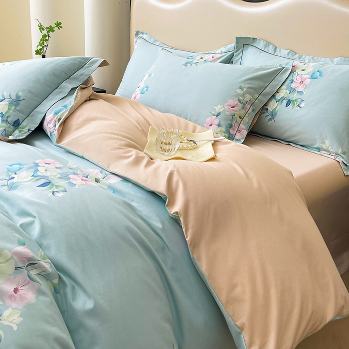 91家纺网 家纺一手货源 找家纺 帛美 2025新款13376全棉纯棉印花四件套-提供买家秀 溪畔寻花