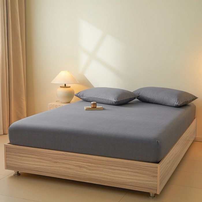 91家纺网 家纺一手货源 找家纺 涵宸家纺 2025新款全棉印花良品系列床笠 床笠-云纹-深灰