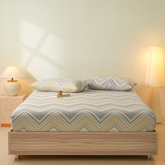 91家纺网 家纺一手货源 找家纺 涵宸家纺 2025新款全棉印花良品系列床笠 床笠-格韵