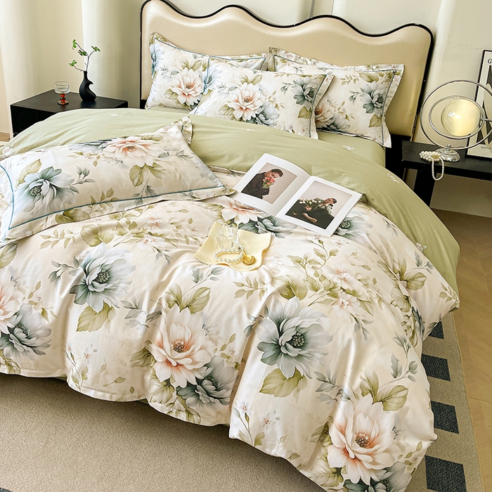 91家纺网 家纺一手货源 找家纺 帛美 2025新款13376全棉纯棉印花四件套-提供买家秀 花几度