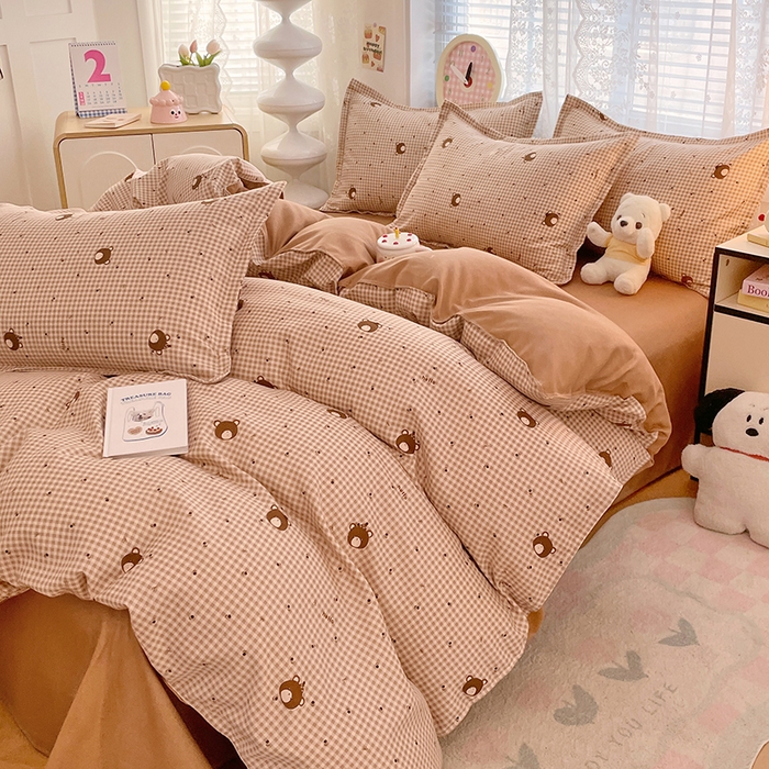 91家纺网 家纺一手货源 找家纺 世爵 2025新款磨毛印花单被套 熊仔格