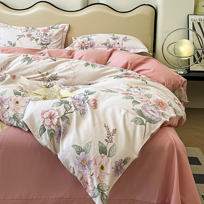 91家纺网 家纺一手货源 找家纺 帛美 2025新款13376全棉纯棉印花四件套-提供买家秀 落花