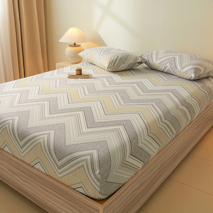 91家纺网 家纺一手货源 找家纺 涵宸家纺 2025新款全棉印花良品系列床笠 床笠-格韵