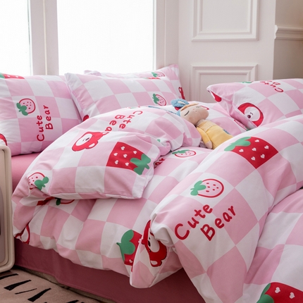 91家纺网 家纺一手货源 找家纺 乐居坊 2025新款亲肤舒适A类水洗云朵棉四件套-场景二 少女梦