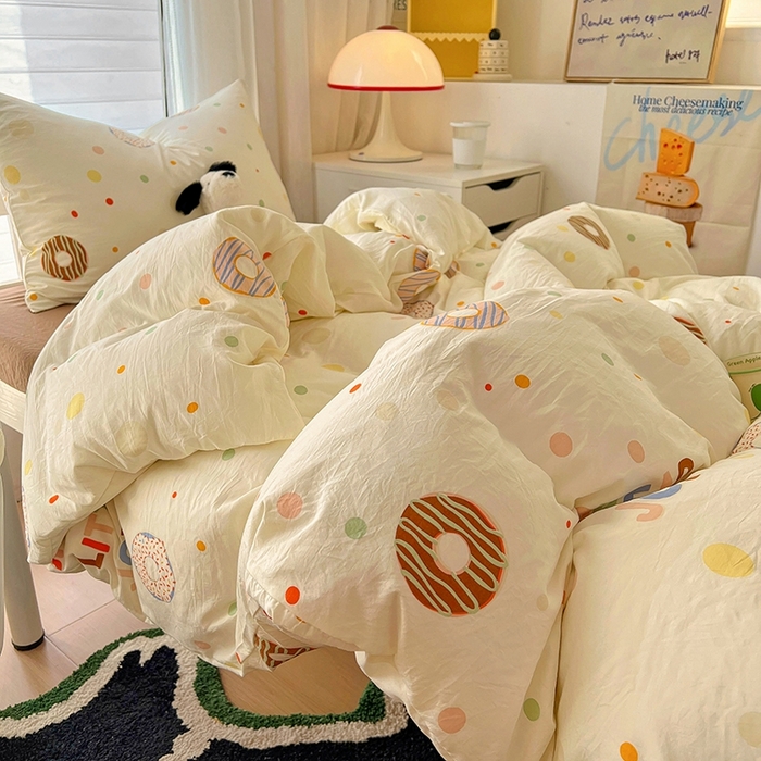 91家纺网 家纺一手货源 找家纺 阿曼达 2025新款印花水洗m学生床单人四件套 传播快乐