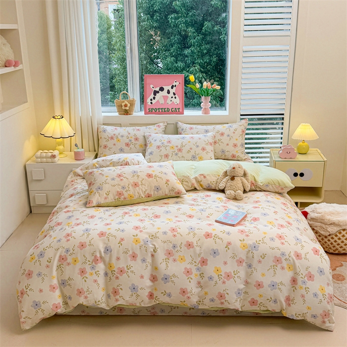 91家纺网 家纺一手货源 找家纺 雯豆2025春夏新款全棉纯棉被套三件套学生成人被罩 全棉被套-芳华