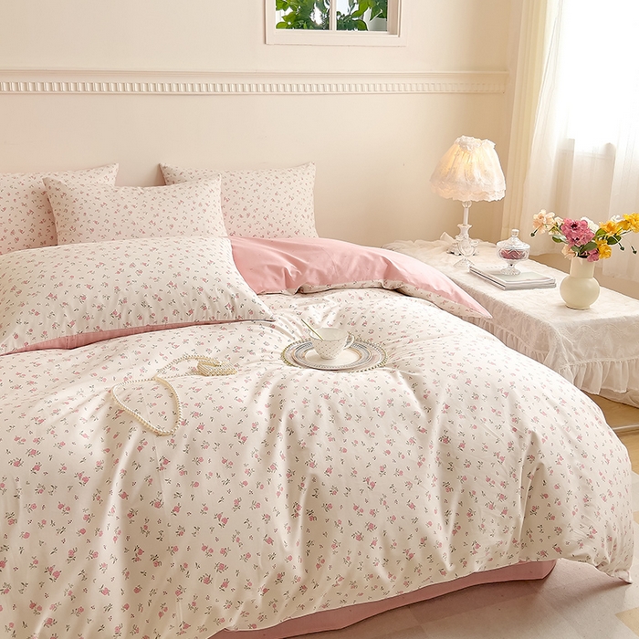 91家纺网 家纺一手货源 找家纺 DoDo 兜兜 【 可定制尺寸】2025新款全棉40支13372印花四件套 粉色恋歌