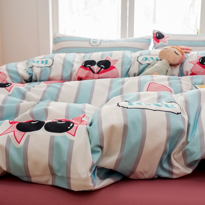 91家纺网 家纺一手货源 找家纺 乐居坊 2025新款亲肤舒适A类水洗云朵棉四件套-场景一 佛系少女