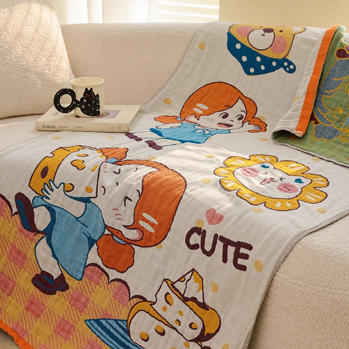 91家纺网 家纺一手货源 找家纺 雯雨家纺 2025新款亲肤可爱全棉A类纱布浴巾 童话里