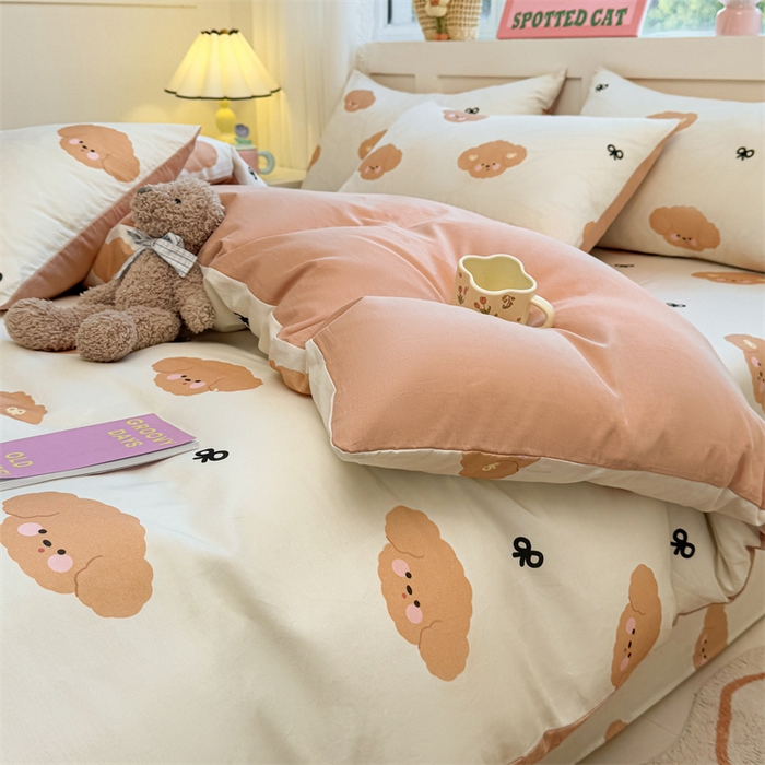 91家纺网 家纺一手货源 找家纺 雯豆2025春夏新款全棉纯棉被套三件套学生成人被罩 全棉被套-汪星领袖