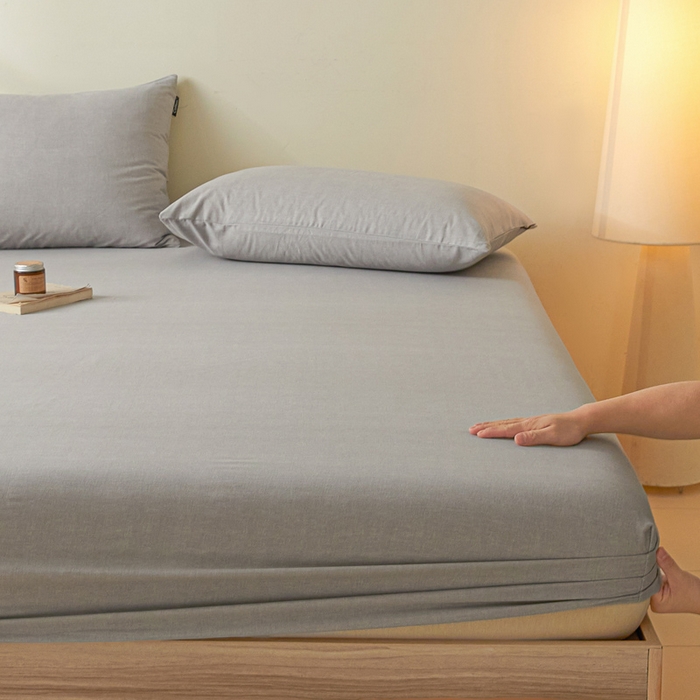 91家纺网 家纺一手货源 找家纺 涵宸家纺 2025新款全棉印花良品系列床笠 床笠-云纹-浅灰