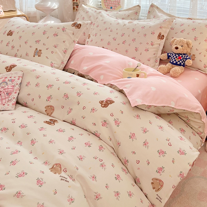 91家纺网 家纺一手货源 找家纺 世爵 2025新款磨毛印花单被套 花园熊宝