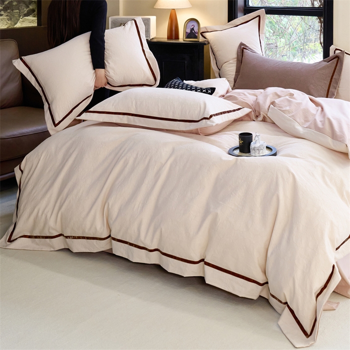 91家纺网 家纺一手货源 找家纺 （总）久典家居 2025新款三层纱浮雕大提花织带贴边款四件套买家秀找客服