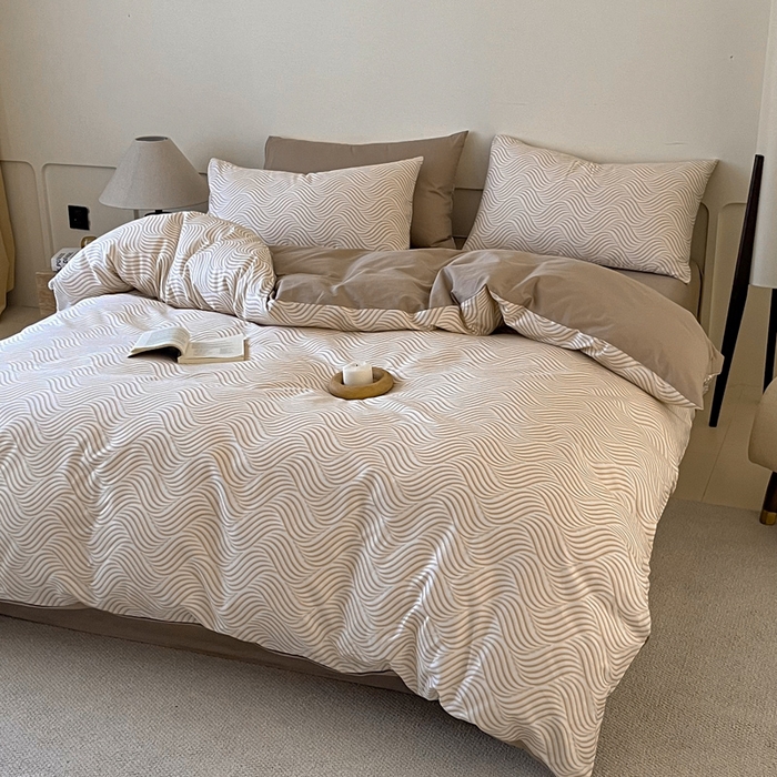 91家纺网 家纺一手货源 找家纺 涵宸家纺 2025新款全棉印花良品系列四件套 浅忆