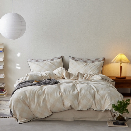 （总）简家居2025新款20%亚麻80%棉混纺四件套-罗马格
