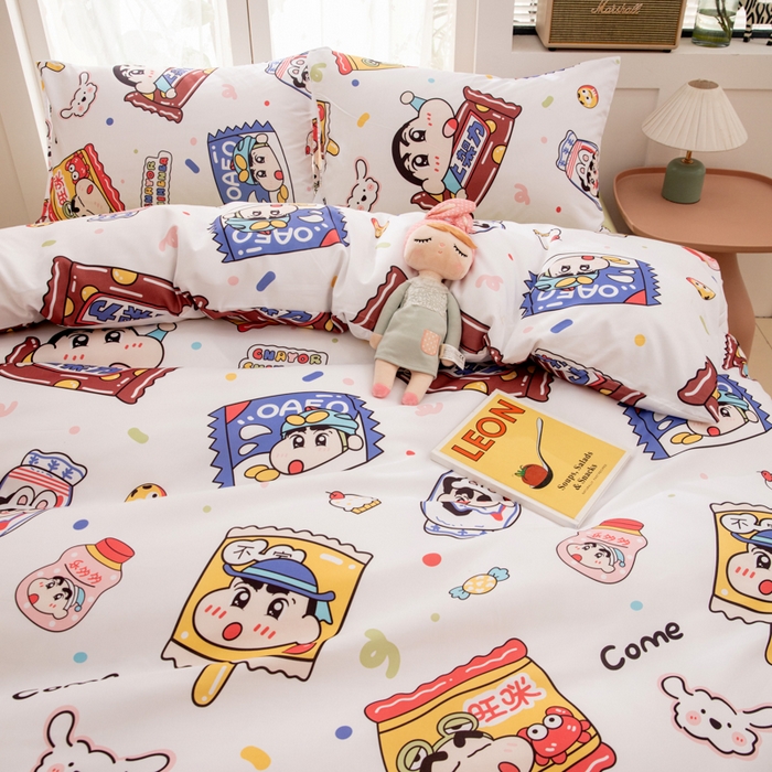 91家纺网 家纺一手货源 找家纺 乐居坊 2025新款亲肤舒适A类水洗云朵棉四件套-场景一 糖果派对