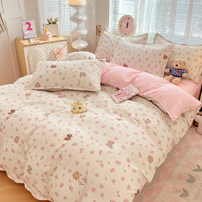 91家纺网 家纺一手货源 找家纺 世爵 2025新款磨毛印花单被套 花园熊宝