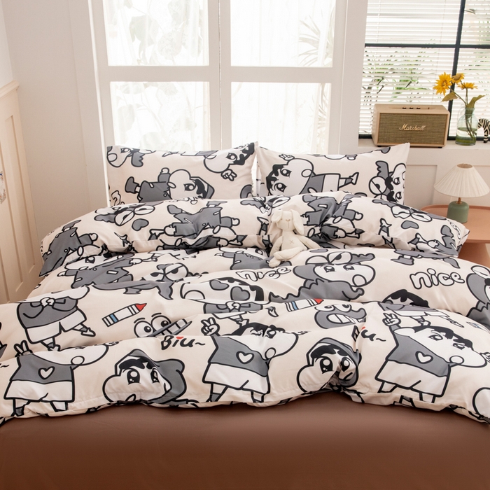 91家纺网 家纺一手货源 找家纺 乐居坊 2025新款亲肤舒适A类水洗云朵棉四件套-场景一 奇趣小新