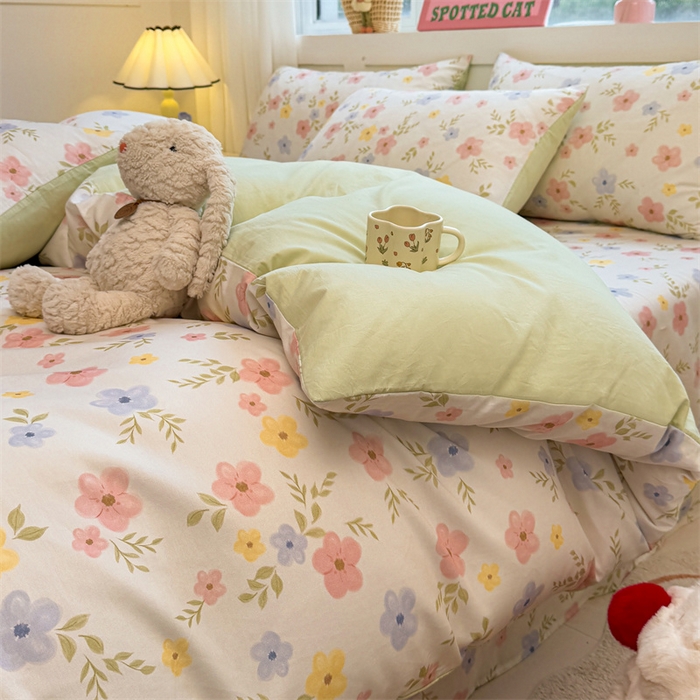 91家纺网 家纺一手货源 找家纺 雯豆2025春夏新款全棉纯棉被套三件套学生成人被罩 全棉被套-芳华