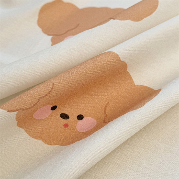 91家纺网 家纺一手货源 找家纺 雯豆2025春夏新款全棉床单三件套纯棉床罩小清新印花床单 全棉床单-汪星领袖