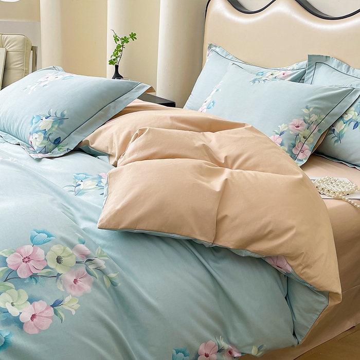 91家纺网 家纺一手货源 找家纺 帛美 2025新款13376全棉纯棉印花四件套-提供买家秀 溪畔寻花