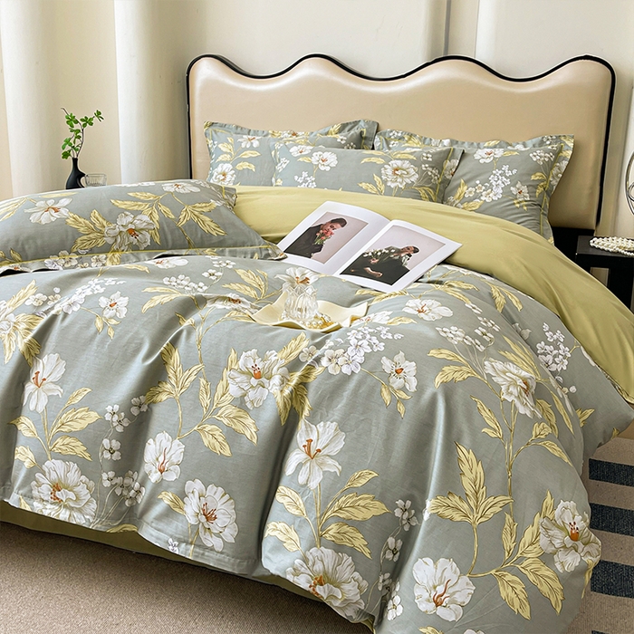 91家纺网 家纺一手货源 找家纺 帛美 2025新款13376全棉纯棉印花四件套-提供买家秀 黛叶