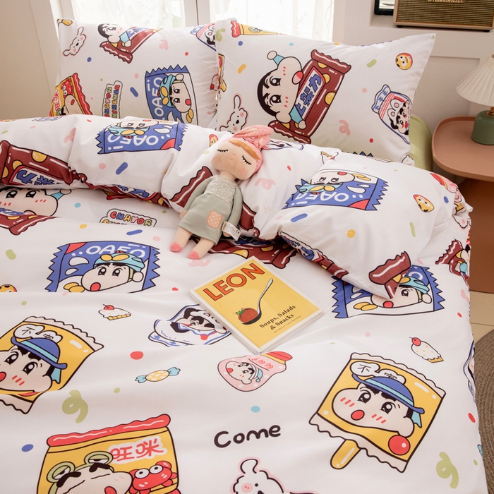 91家纺网 家纺一手货源 找家纺 乐居坊 2025新款亲肤舒适A类水洗云朵棉四件套-场景一 糖果派对