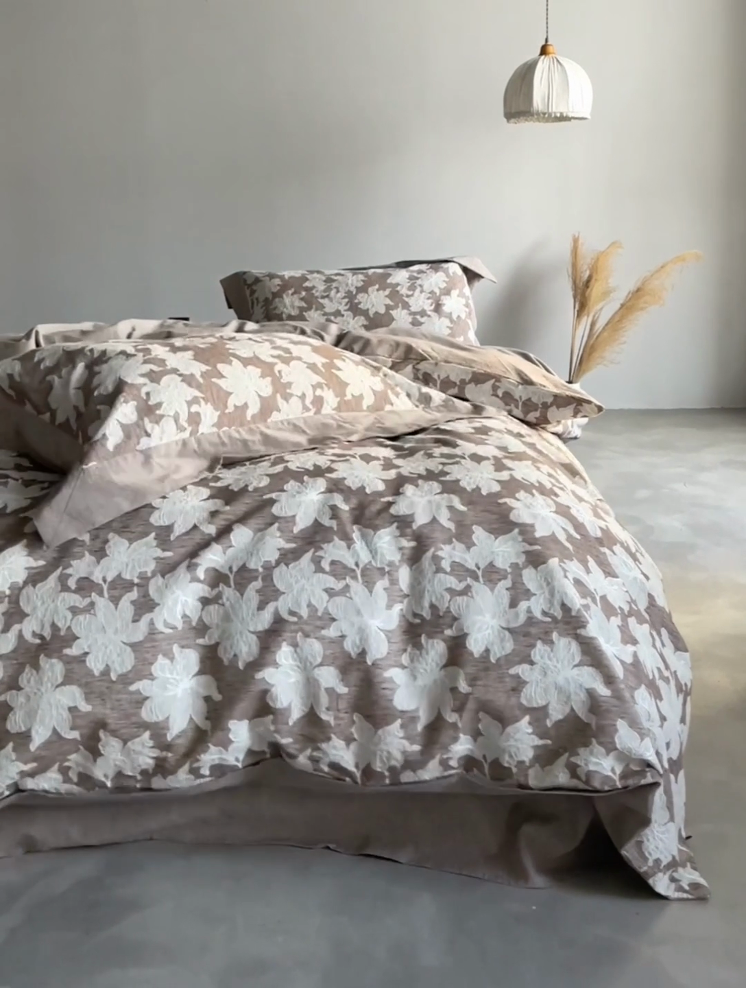 91家纺网 家纺一手货源 找家纺 简家居2025新款20%亚麻80%棉混纺四件套-青枫 青枫咖啡色