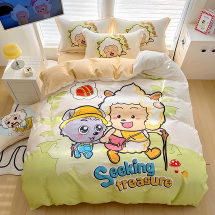 浩诚 2025新款正版喜羊羊灰太狼全棉卡通大版印花四件套（全）-提供买家秀 去寻宝