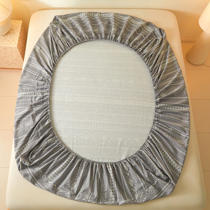 91家纺网 家纺一手货源 找家纺 涵宸家纺 2025新款全棉印花良品系列床笠 床笠-维诺-灰