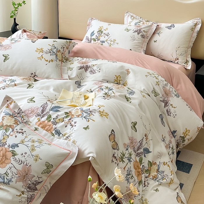 91家纺网 家纺一手货源 找家纺 帛美 2025新款13376全棉纯棉印花四件套-提供买家秀 蝶恋花