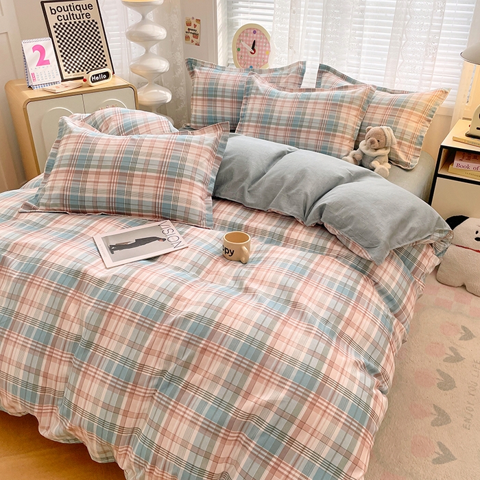 91家纺网 家纺一手货源 找家纺 世爵 2025新款磨毛印花单被套 彩绘格