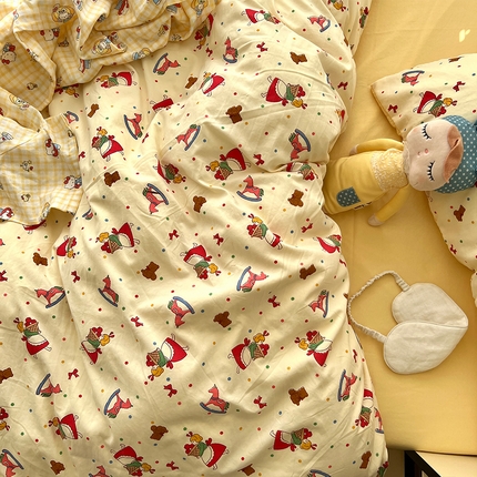 原素 2025软绵绵的双拼印花水洗棉四件套 田园公主