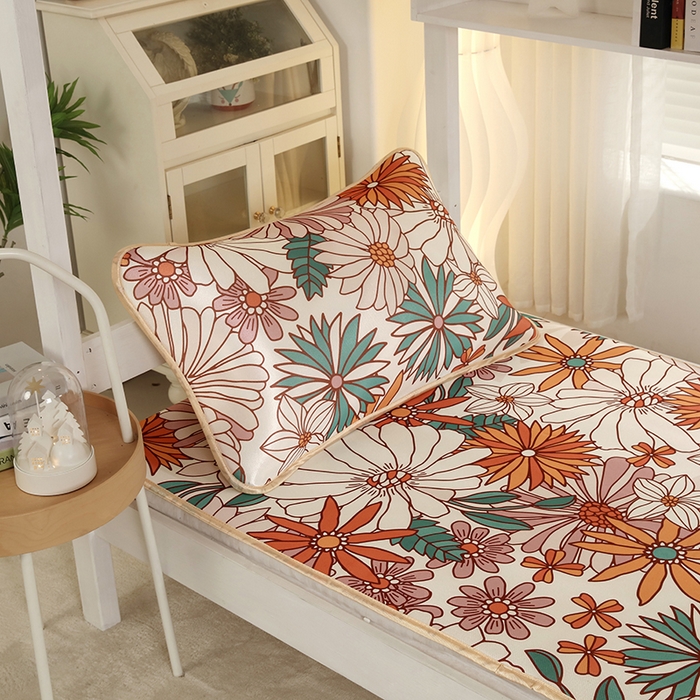 91家纺网 家纺一手货源 找家纺 （总）沁童儿童用品店 2025新款学生宿舍牛奶冰丝凉席两件套