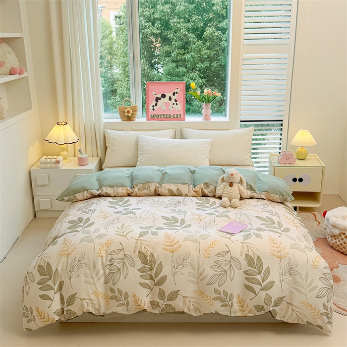 91家纺网 家纺一手货源 找家纺 雯豆2025春夏新款全棉纯棉被套三件套学生成人被罩 全棉被套-彼岸之花